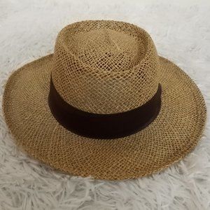 Bailey L Straw Hat Genuine Brown Trim USA Fedora